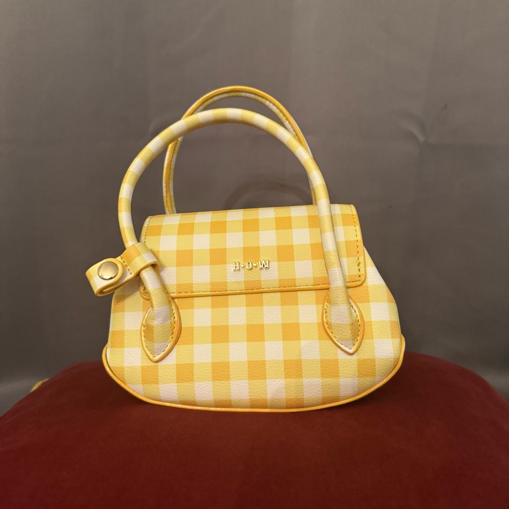 House of Want Yellow Gingham Purse with Chain